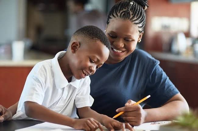 School kids learning in a class